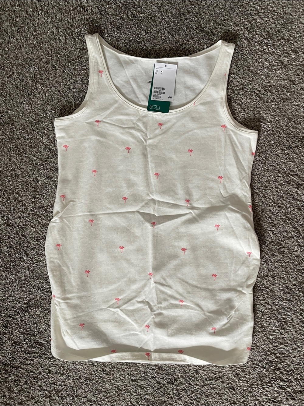 H&M Cream Tank Top with Pink Palm Motif (maternity)